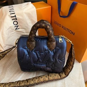 Louis Vuitton speedy PUFFER ECONYL PILLOW NAVY IRIDESCENT LIMITED ED NEW  25 nwt